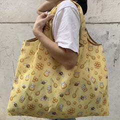 Bee Print Shoulder Bag Lightweight Shopper Bag Foldable All Match Bag