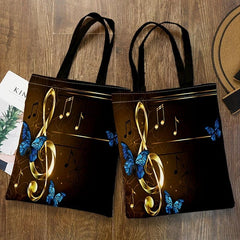Music Note Print Shoulder Bag for Work & School