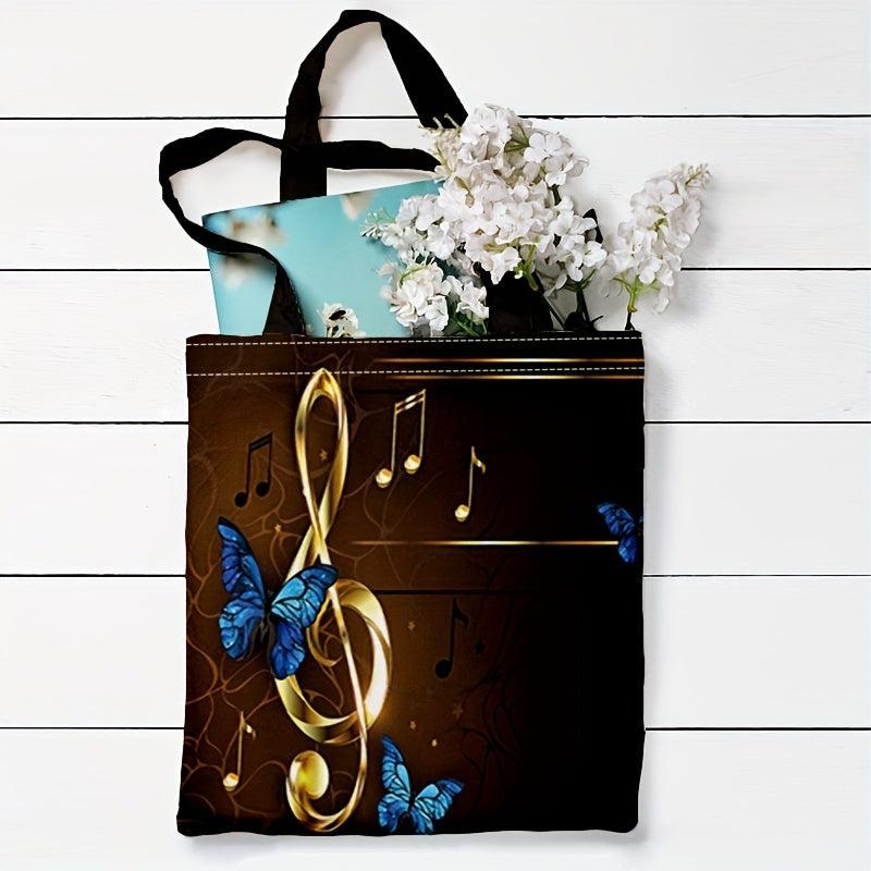 Music Note Print Shoulder Bag for Work & School