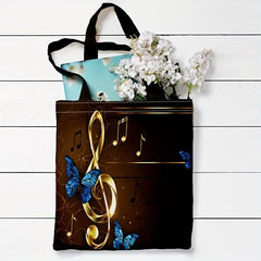 Music Note Print Shoulder Bag for Work & School