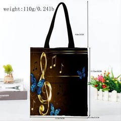 Music Note Print Shoulder Bag for Work & School