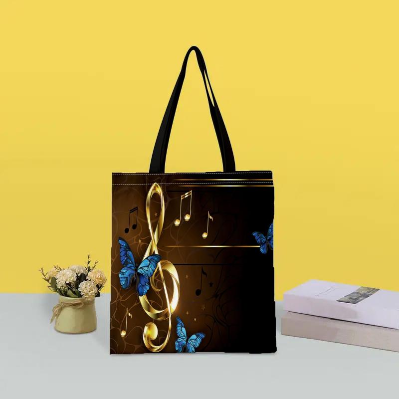 Music Note Print Shoulder Bag for Work & School