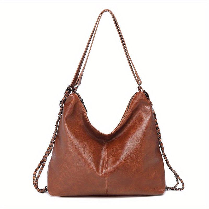 Vintage Chain Hobo Bag Large Capacity Stylish Tote