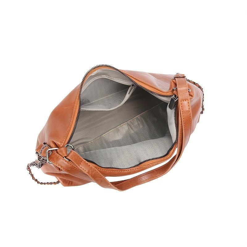 Vintage Chain Hobo Bag Large Capacity Stylish Tote
