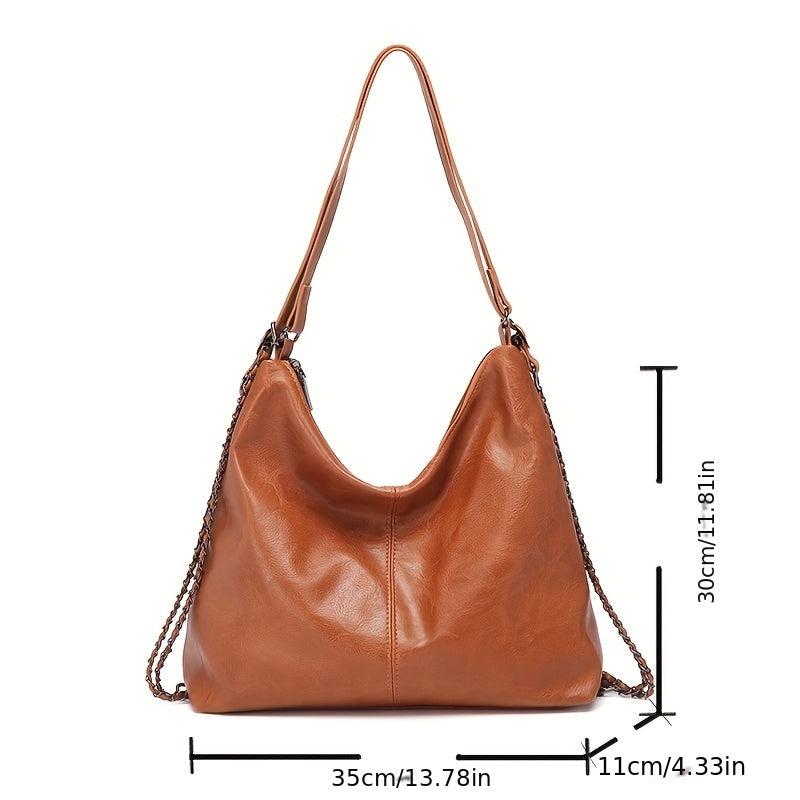 Vintage Chain Hobo Bag Large Capacity Stylish Tote