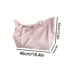 Pink Canvas Shoulder Bag Large Capacity Lightweight Storage Bag