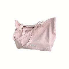 Pink Canvas Shoulder Bag Large Capacity Lightweight Storage Bag