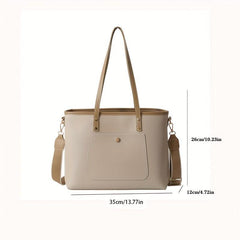 Large Tote Bag PU Leather Shoulder Crossbody Wide Strap