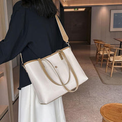 Large Tote Bag PU Leather Shoulder Crossbody Wide Strap