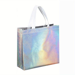 4 Reusable Gift Bags Laser Grocery Portable Shopping Tote Bags