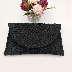 Straw Flap Clutch Bag Minimalist Style Vacation Phone Bag