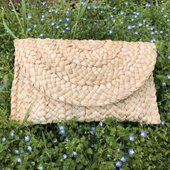 Straw Flap Clutch Bag Minimalist Style Vacation Phone Bag