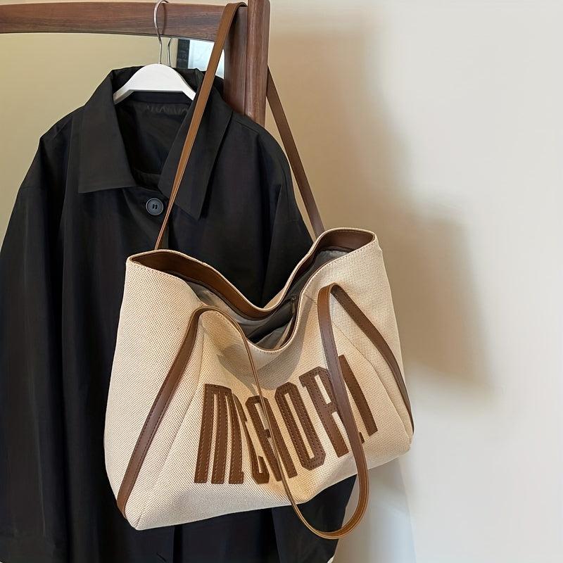 Vintage Letter Graphic Tote Bag Shoulder Purse