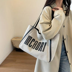 Vintage Letter Graphic Tote Bag Shoulder Purse