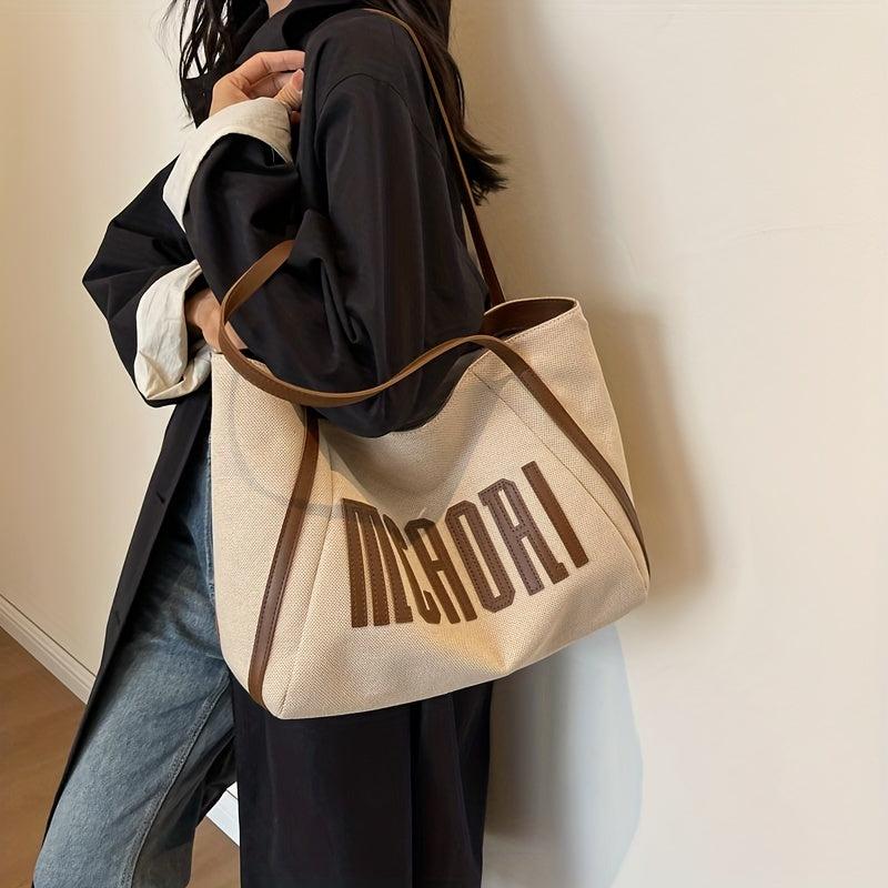 Vintage Letter Graphic Tote Bag Shoulder Purse