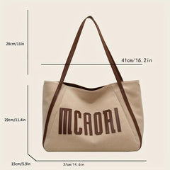 Vintage Letter Graphic Tote Bag Shoulder Purse