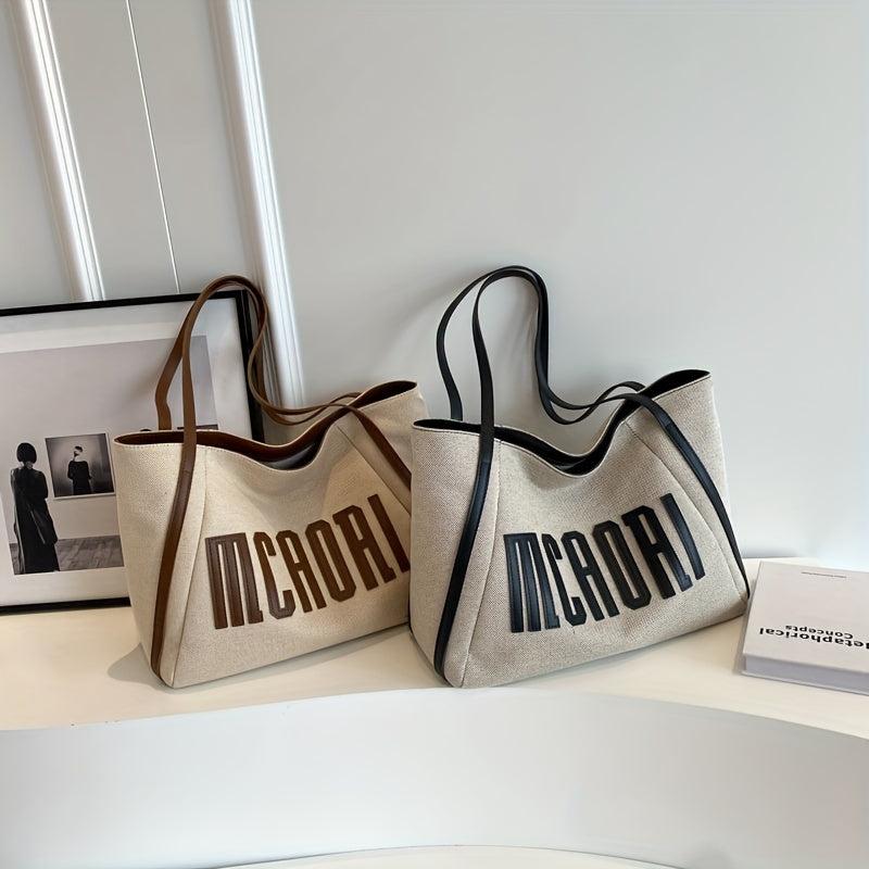 Vintage Letter Graphic Tote Bag Shoulder Purse