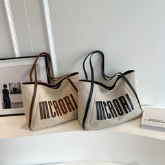 Vintage Letter Graphic Tote Bag Shoulder Purse