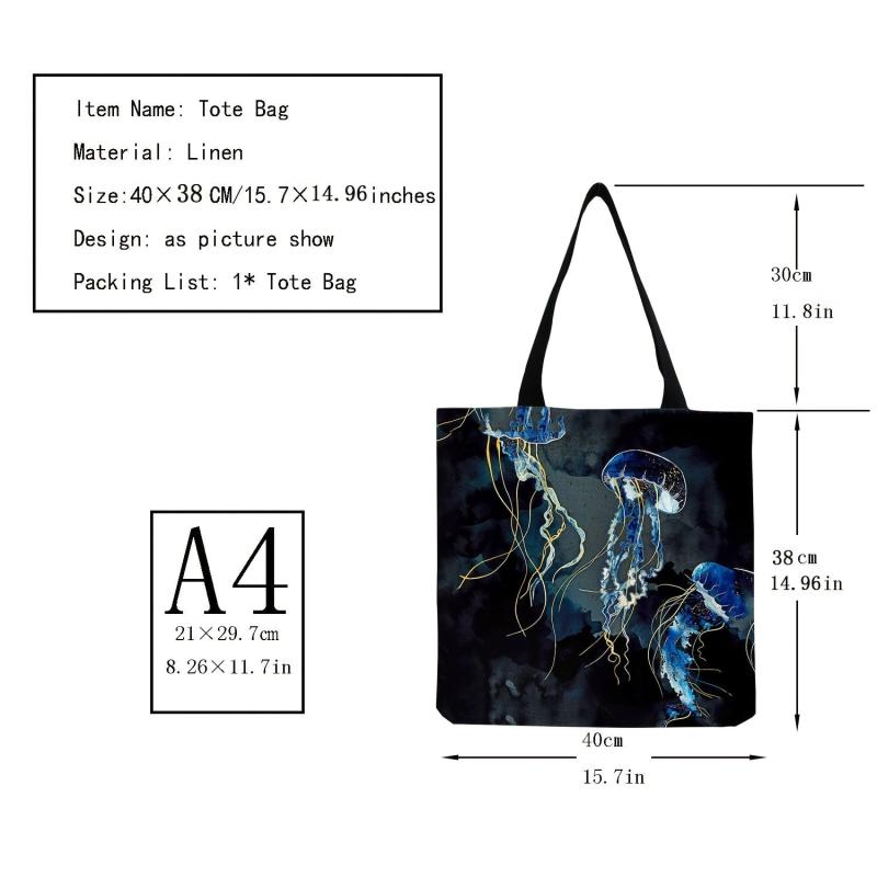 Jellyfish Pattern Shoulder Bag Lightweight All Match Storage Bag