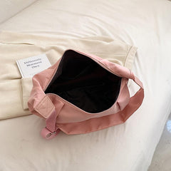 Casual Letter Embroidered Crescent Crossbody Bag