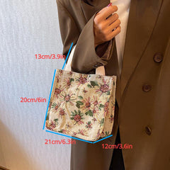 Vintage Pattern Handbag Lightweight Classic Satchel Bag For Work & School