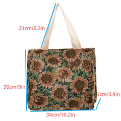 Vintage Pattern Handbag Lightweight Classic Satchel Bag For Work & School