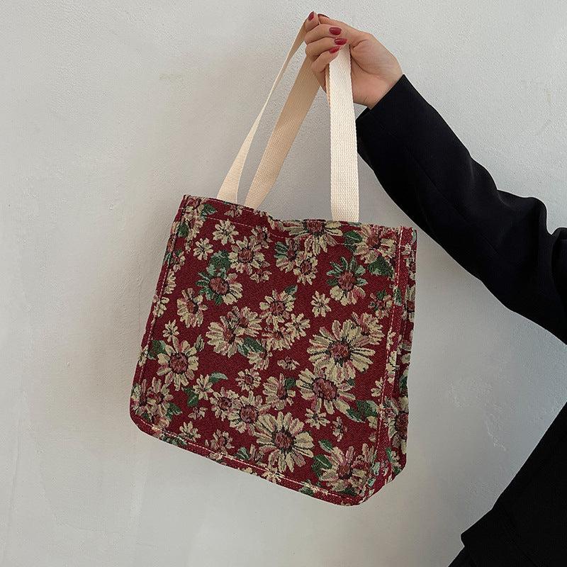 Vintage Pattern Handbag Lightweight Classic Satchel Bag For Work & School