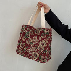 Vintage Pattern Handbag Lightweight Classic Satchel Bag For Work & School