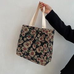 Vintage Pattern Handbag Lightweight Classic Satchel Bag For Work & School