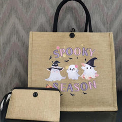 Halloween Pumpkin Candy Bag Large Tote Reusable Shopping Bag with Coin Purse
