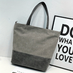 Vintage Stitching Tote Bag Contrast Shoulder Bag Large Capacity Shopping Handbag