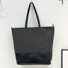 Vintage Stitching Tote Bag Contrast Shoulder Bag Large Capacity Shopping Handbag