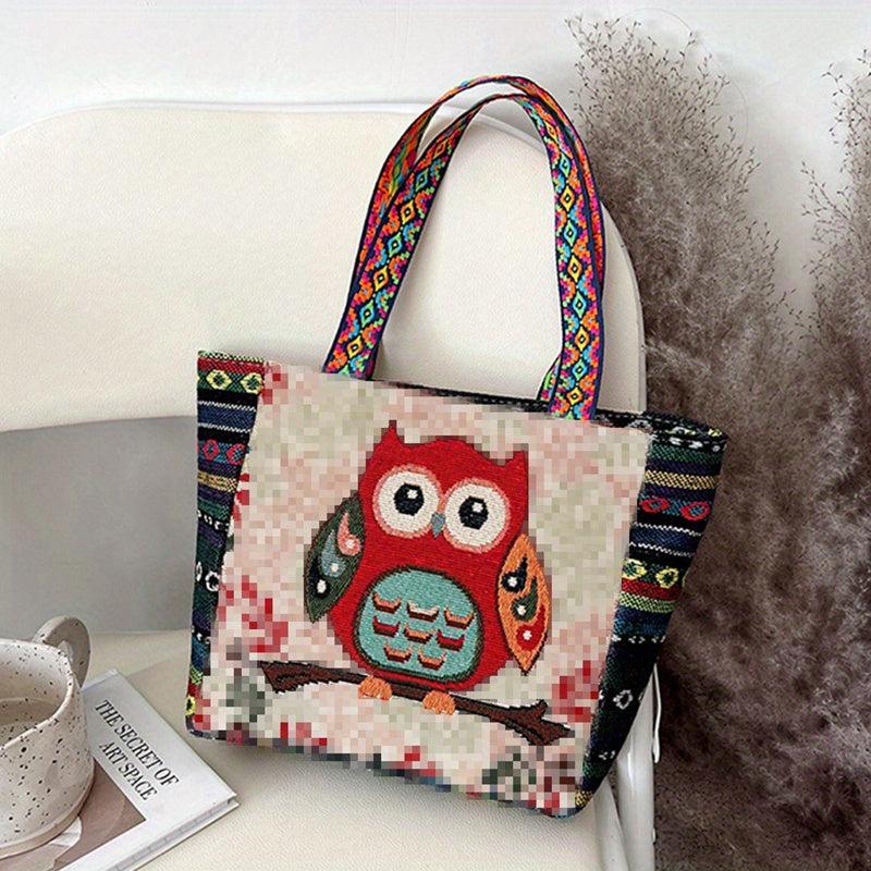 Vintage Embroidered Tote Bag Ethnic Style Shoulder Handbag Halloween