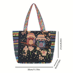 Vintage Embroidered Tote Bag Ethnic Style Shoulder Handbag Halloween