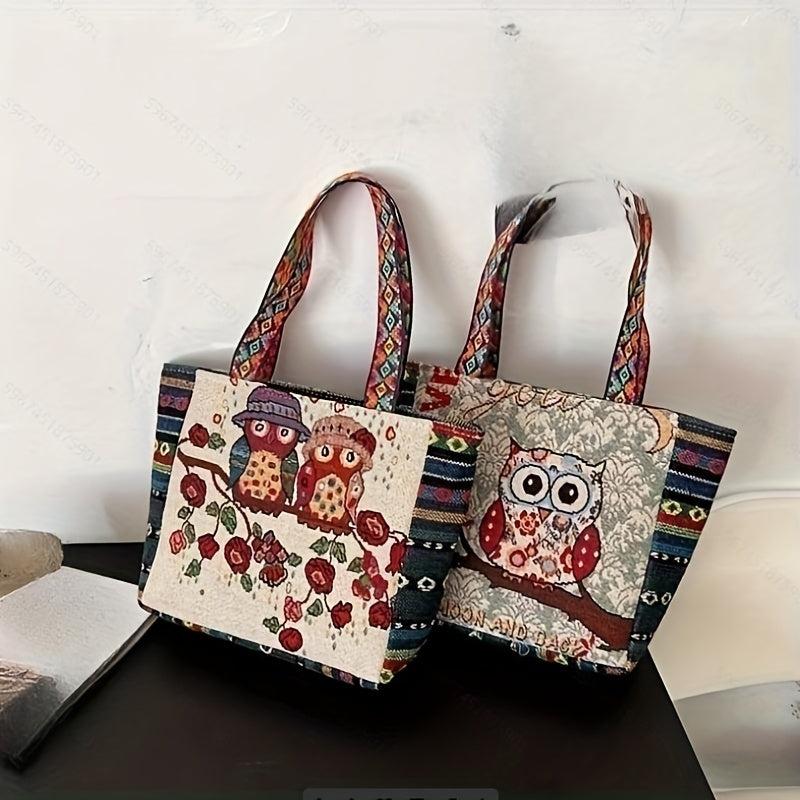 Vintage Embroidered Tote Bag Ethnic Style Shoulder Handbag Halloween