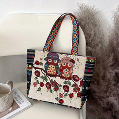 Vintage Embroidered Tote Bag Ethnic Style Shoulder Handbag Halloween