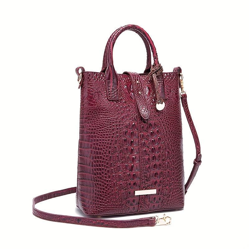 Crocodile Pattern Tote Bag Classic Office Work Handbag