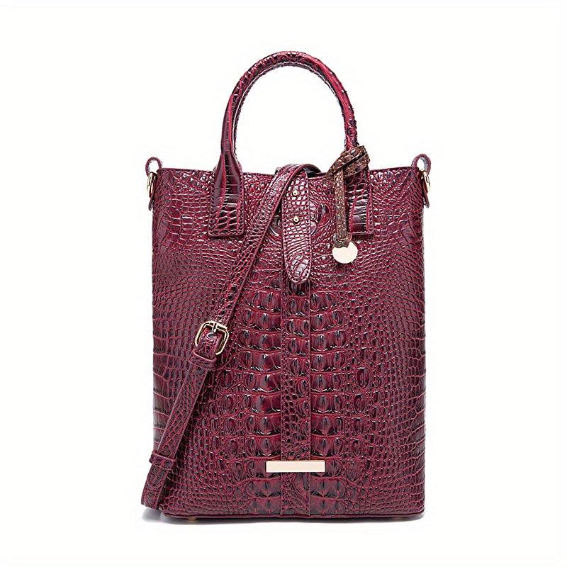 Crocodile Pattern Tote Bag Classic Office Work Handbag
