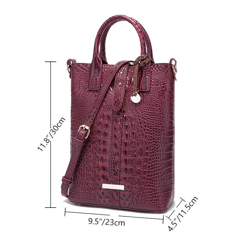 Crocodile Pattern Tote Bag Classic Office Work Handbag