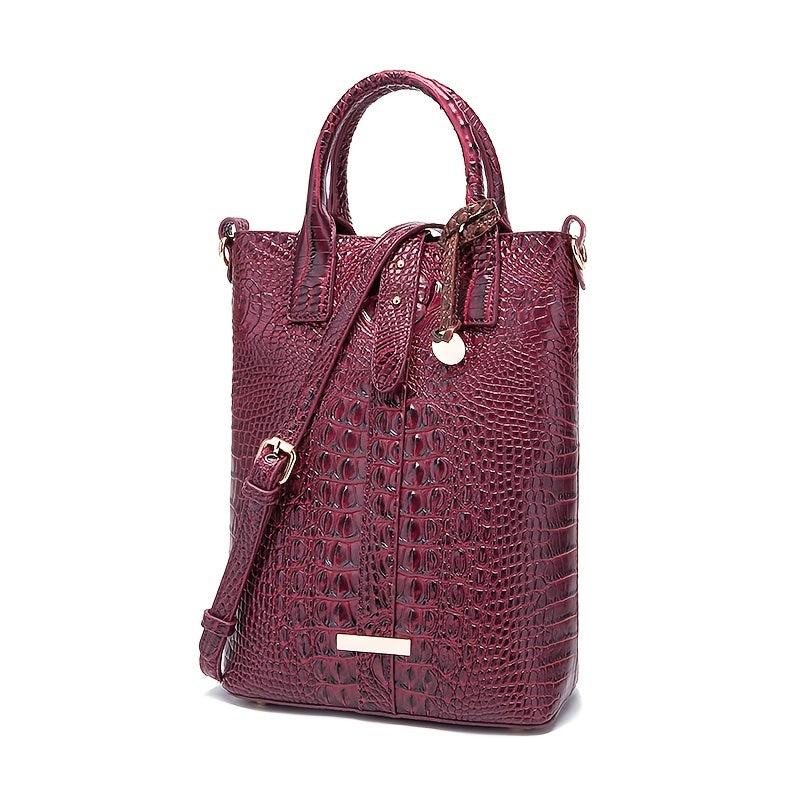 Crocodile Pattern Tote Bag Classic Office Work Handbag