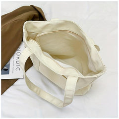 Letter Print Canvas Shoulder Bag Large Capacity Stylish Underarm Bag