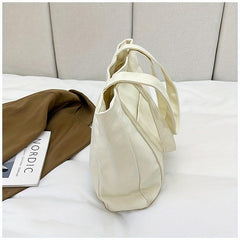 Letter Print Canvas Shoulder Bag Large Capacity Stylish Underarm Bag