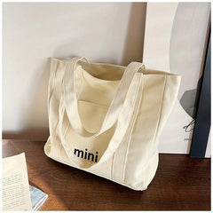 Letter Print Canvas Shoulder Bag Large Capacity Stylish Underarm Bag