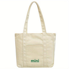 Letter Print Canvas Shoulder Bag Large Capacity Stylish Underarm Bag