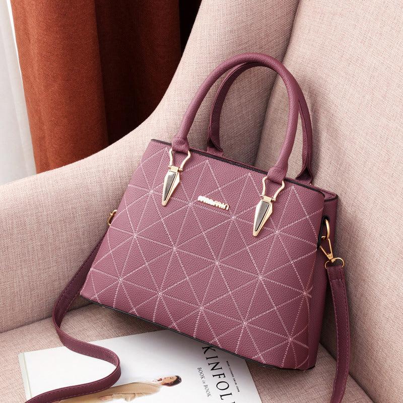 Large Capacity Zipper Shoulder Bag Solid PU Leather Tote Bag