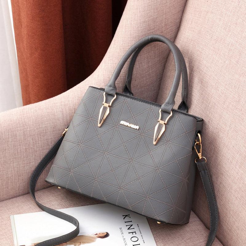 Large Capacity Zipper Shoulder Bag Solid PU Leather Tote Bag