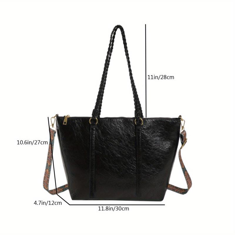 Vintage Pattern Wide Strap Retro Large Handbag