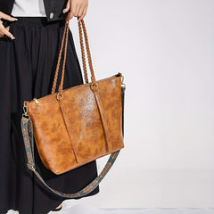 Vintage Pattern Wide Strap Retro Large Handbag