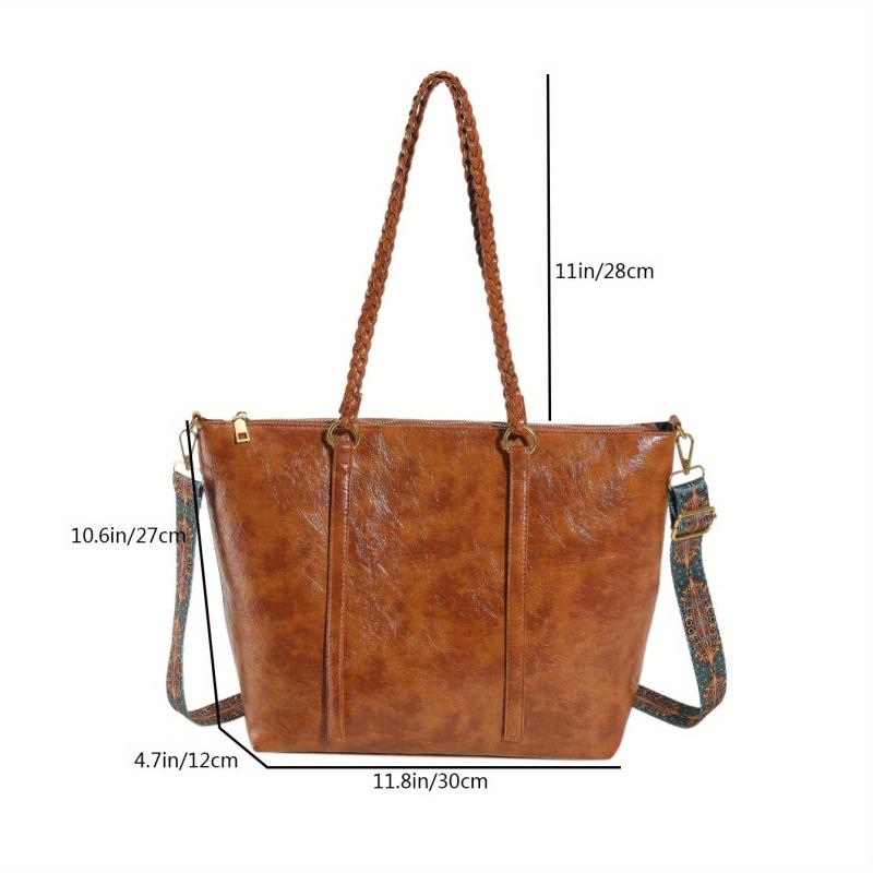 Vintage Pattern Wide Strap Retro Large Handbag