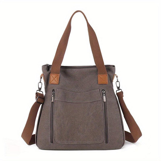 Vintage Canvas Tote Bag Large Capacity Retro Hobo Shoulder Bag